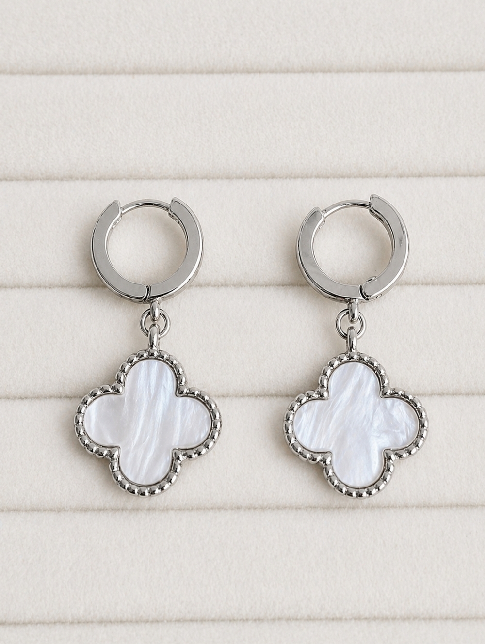 Mother of Pearl Clover Hoop Earrings | Chic Minimal Luxe 🤍